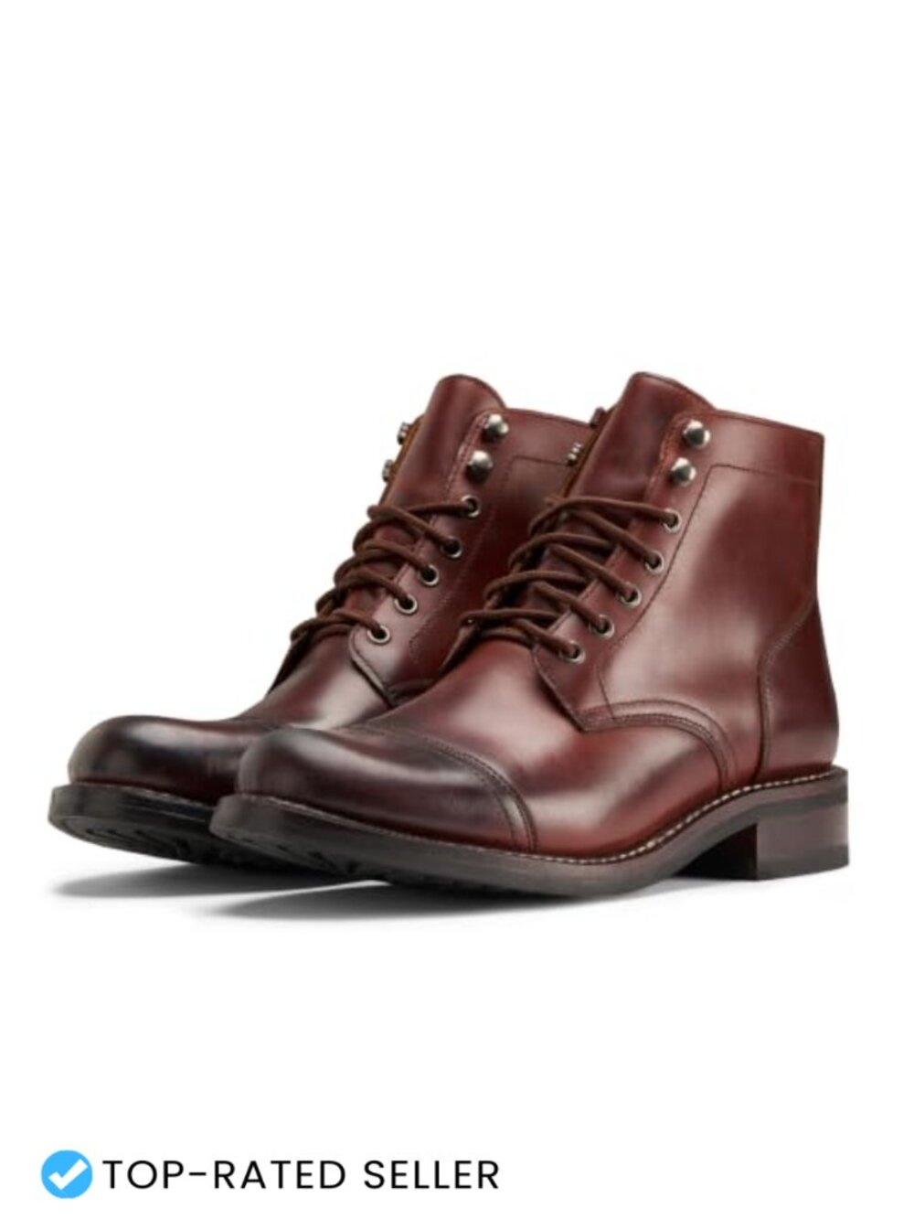 Genuine Leather Cap Toe Oxford Ankle Boots Lace Up Dress Boots